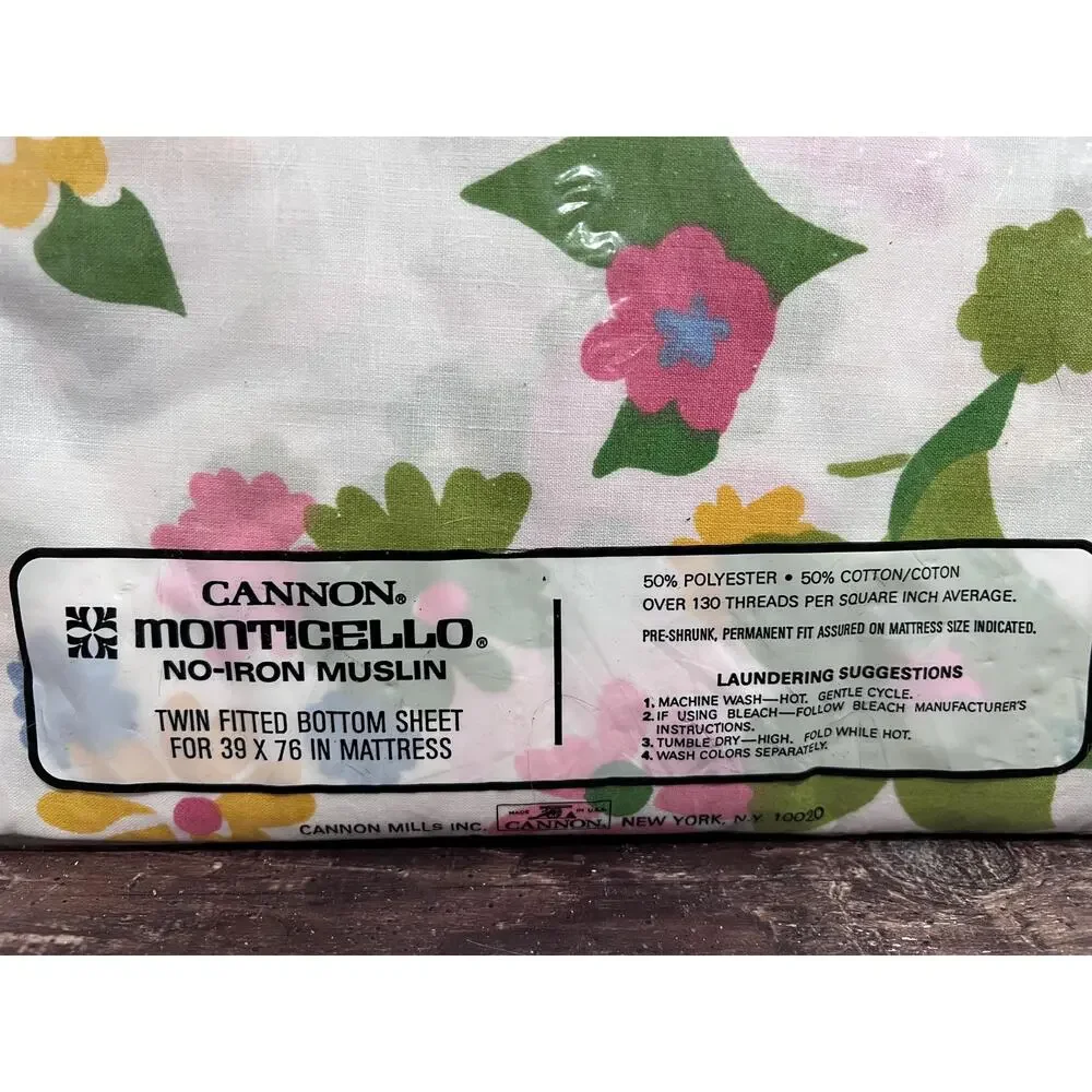 Vintage Cannon Monticello 1970s Twin Fitted Sheet Factory Sealed NOS